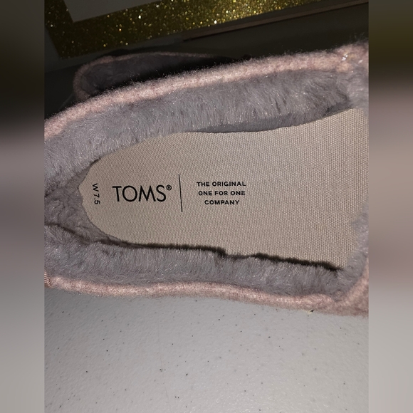TOMS Women's Alpargata Faux Fur Lined Slip-On Flats dusty rose Sz.7.5 Slippers - Picture 4 of 16